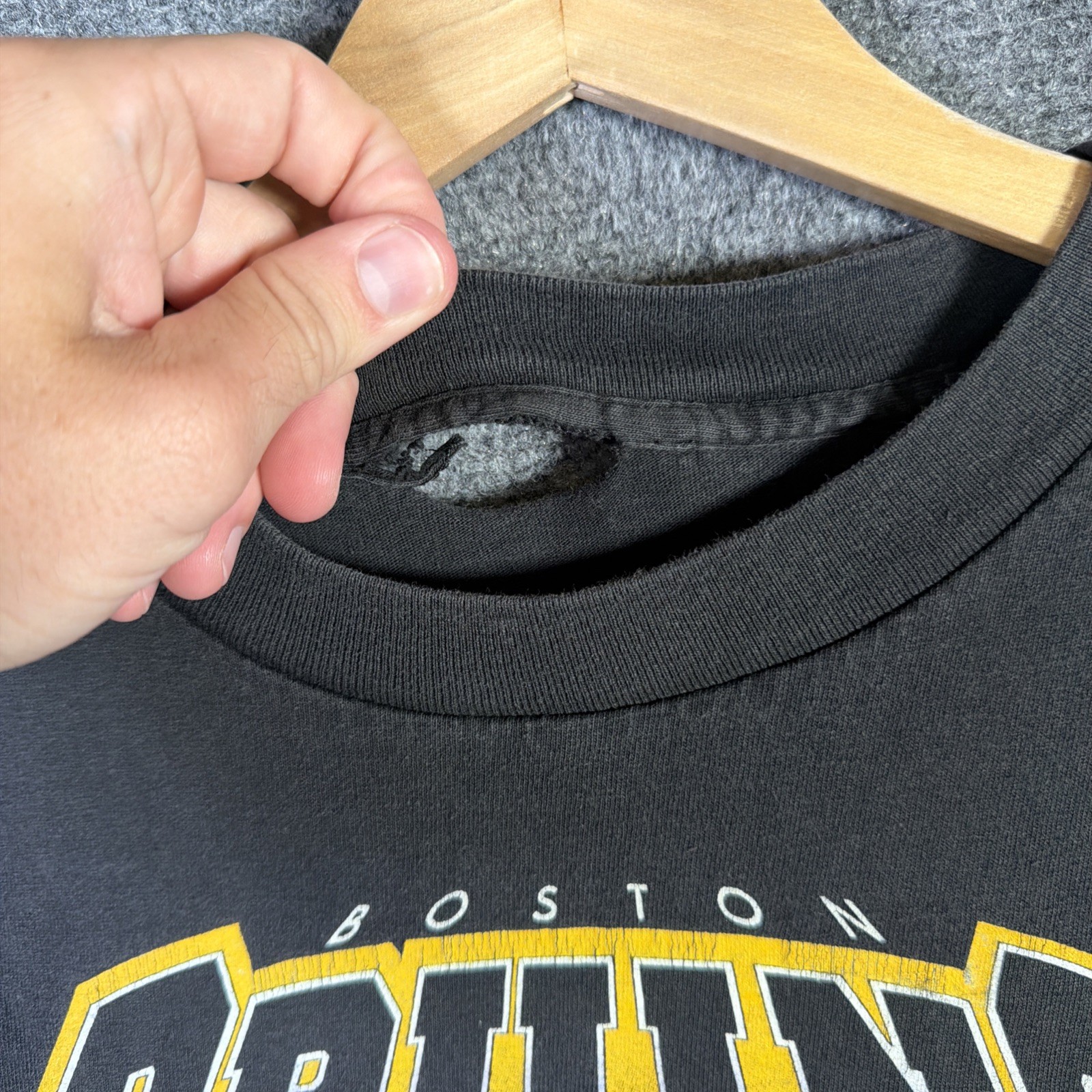 Vintage Boston Bruins Shirt Mens XL Black 90s Hockey NHL Helmet Sports Salem gallery