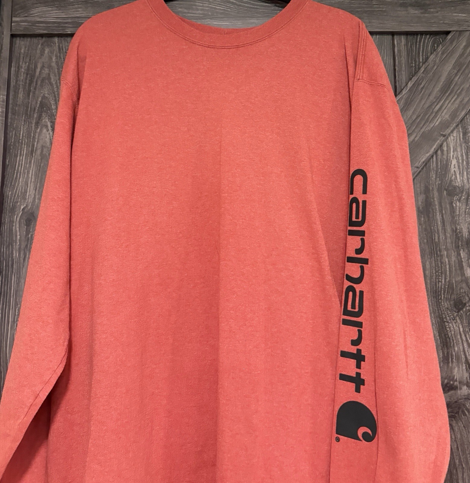 Carhartt Men’s Sz XL Burnt Orange Spell Out Long Sleeve T-Shirt Original Fit gallery
