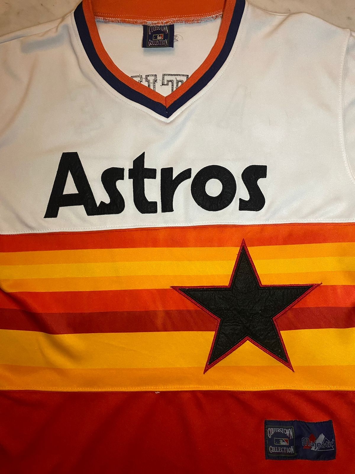 Vintage 90s Houston Astros Majestic Cooperstown Collection Rainbow Jersey L gallery
