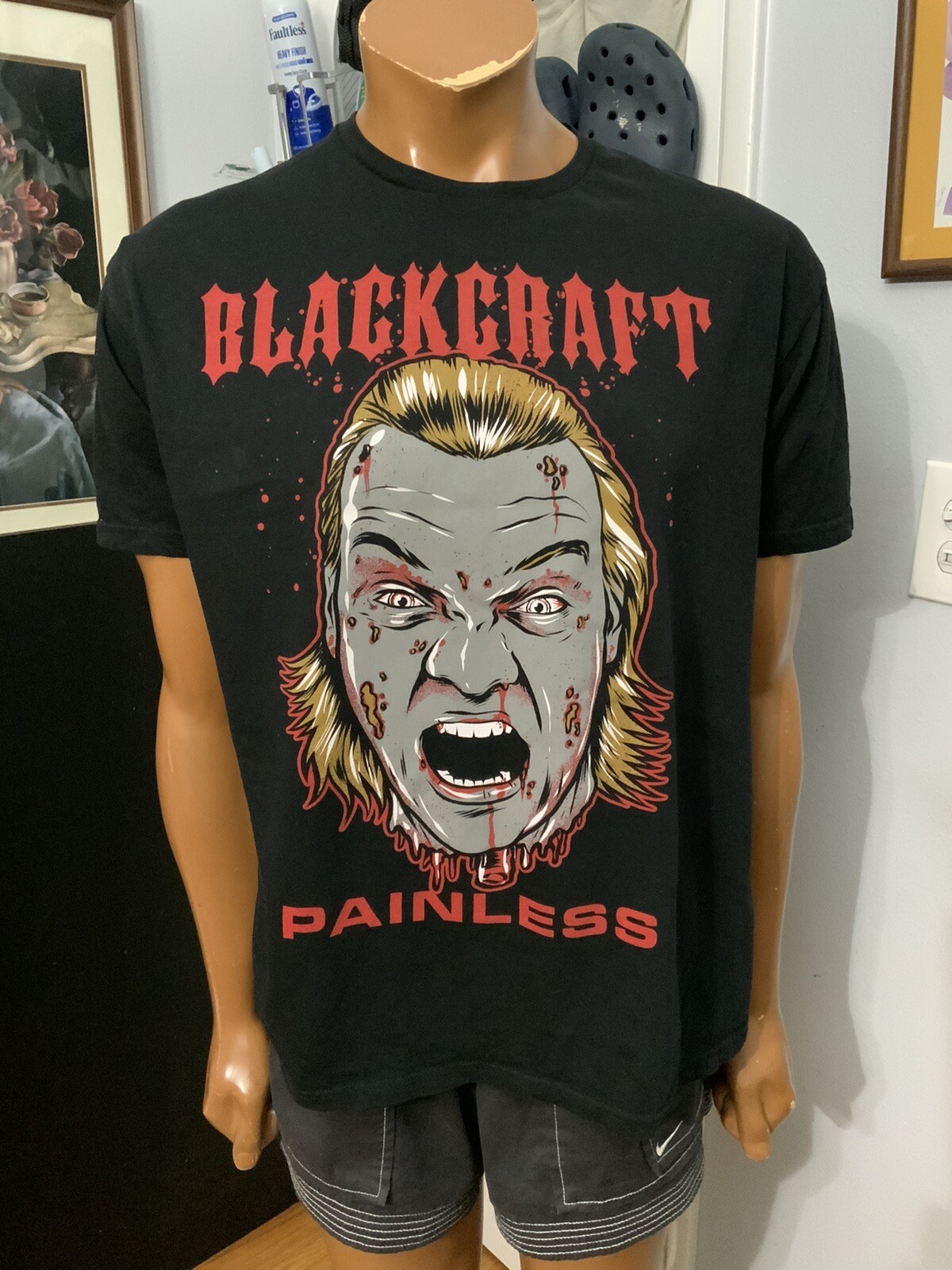Black Craft Cult Painless Chris Jericho Black Graphic Wrestling T-Shirt Sz. L gallery