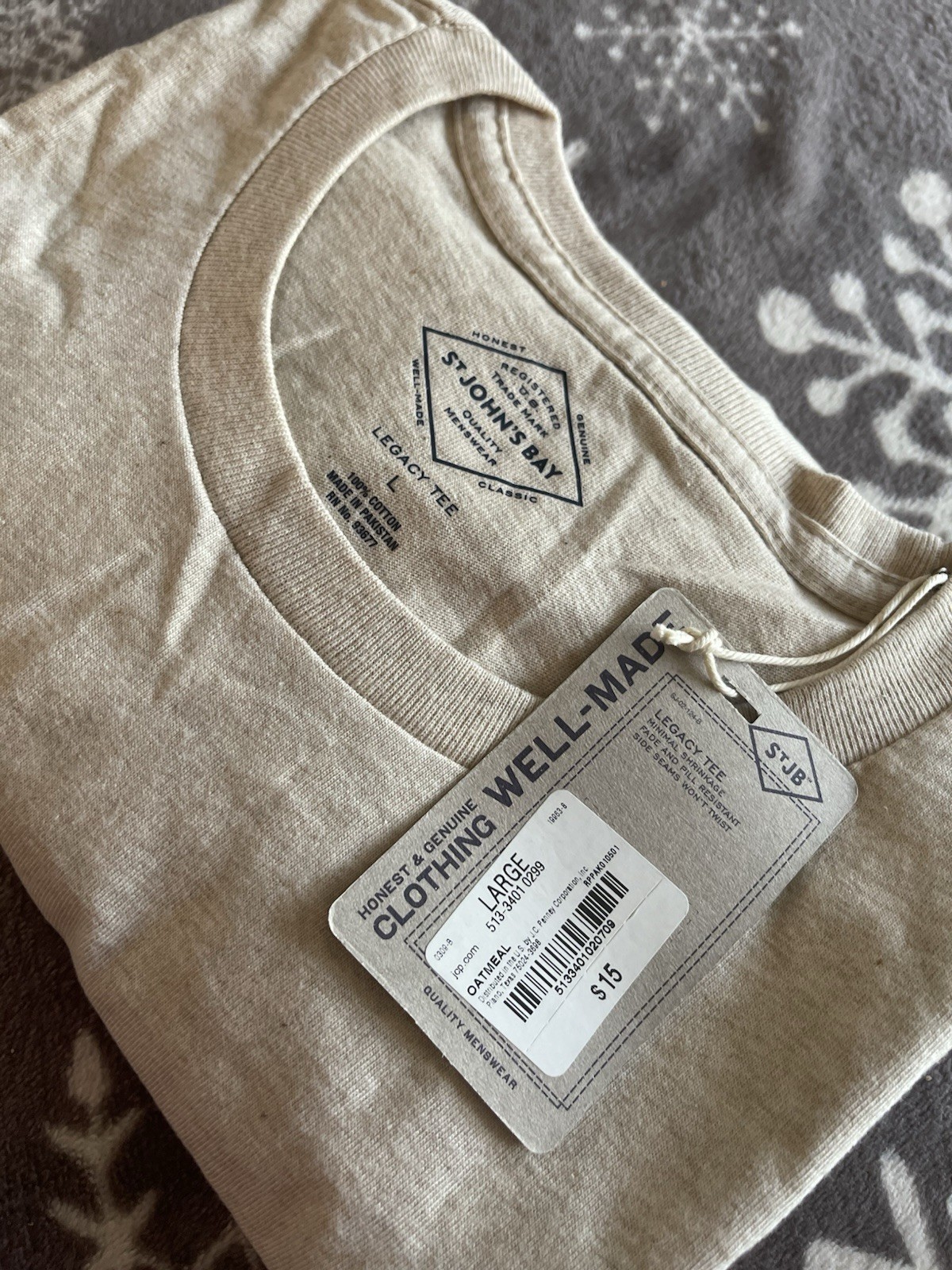 St Johns Bay Legacy Tee Shirt Large Beige Men’s 100% Cotton Casual NWT. gallery