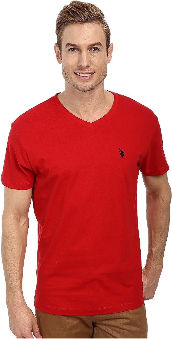 U.S. Polo Assn Men's V-CREW Neck T-Shirts Tee Red Size XL NEW gallery