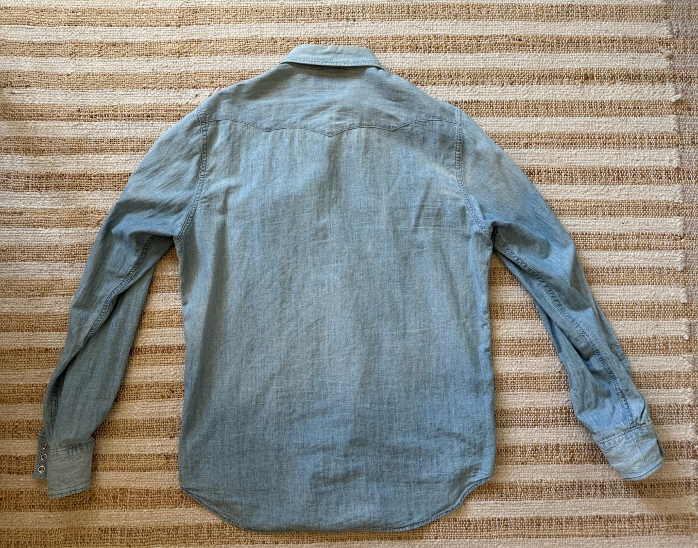 Double RL RRL Polo Ralph Lauren Western Chambray Snap Shirt Large gallery