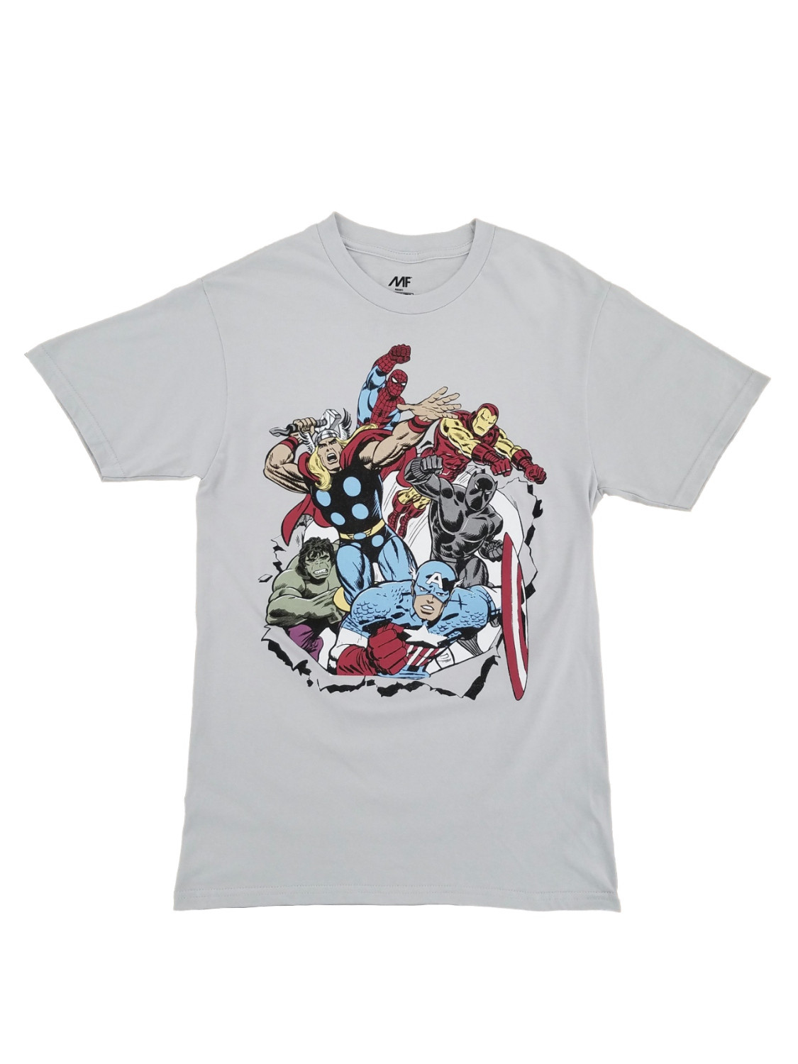 Marvel Comics Mens Gray Breakthrough Heroes Avengers Black Panther T-Shirt