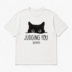A Humorous Short-Sleeve Shirt Featuring a Cat, with a Minimalist Design