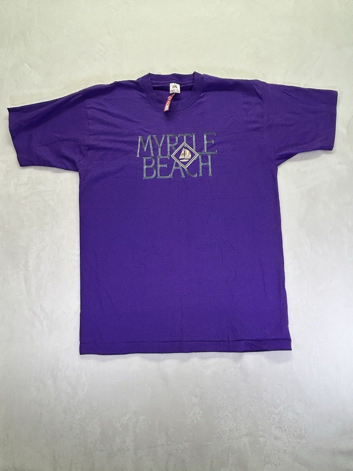 Vintage 90s USA Single Stitch Myrtle Beach Sailboat Embroidered T-Shirt Large gallery