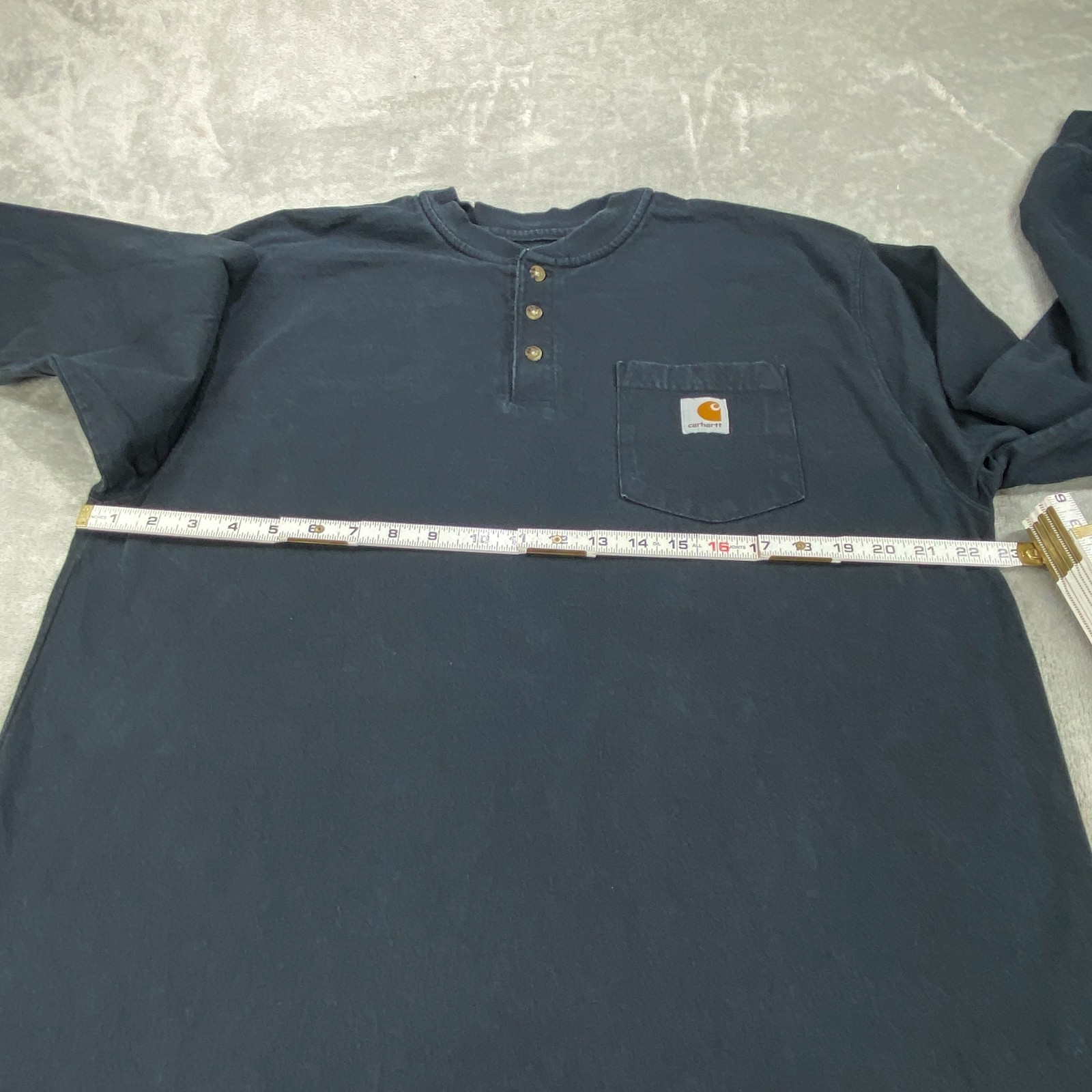 Carhartt Henley Shirt Mens Large Black Loose Fit Heavyweight Ribbed Knit Cuff gallery