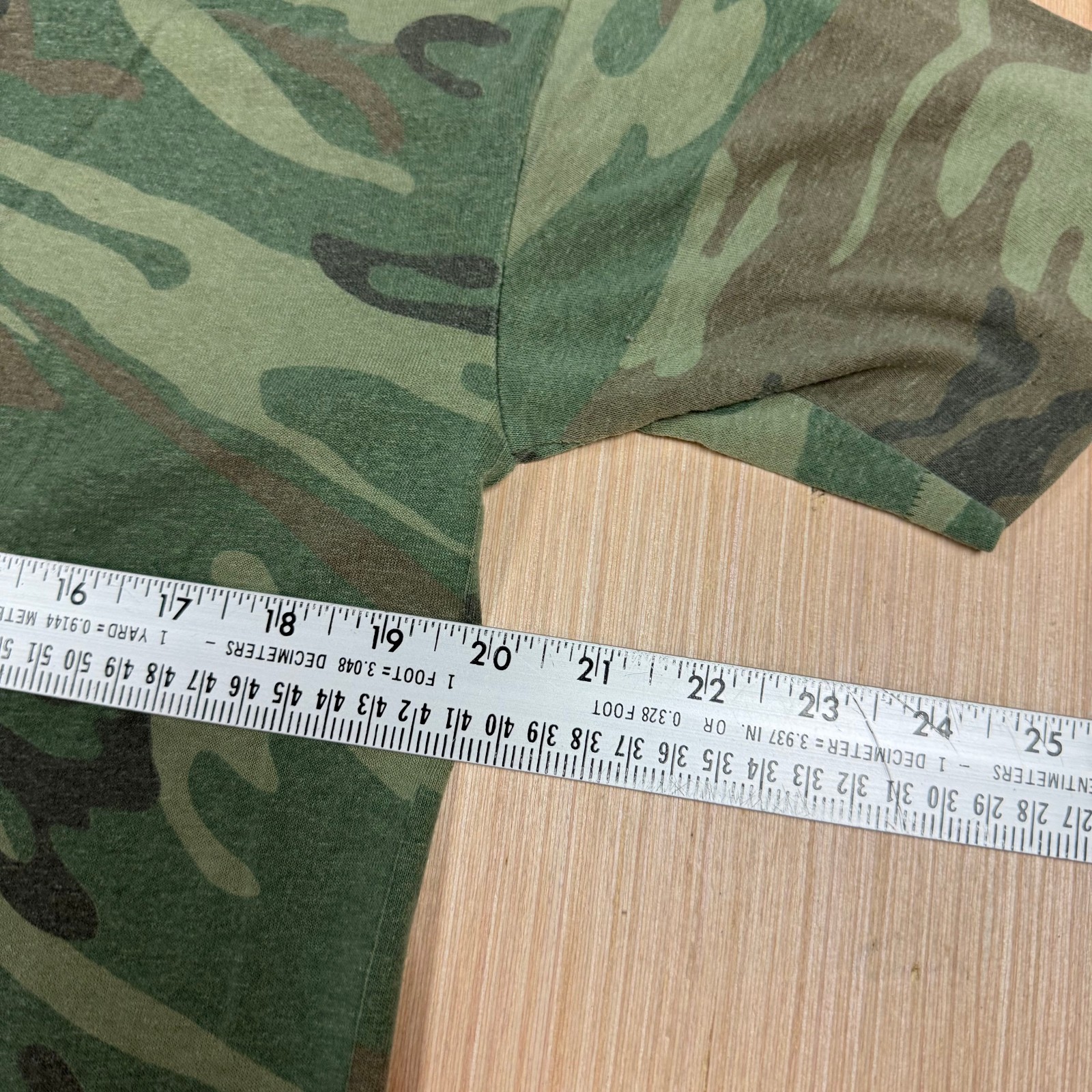 Vintage 90s Rothco Camo Ringer Large Single Stitch T Shirt Made in USA army gallery