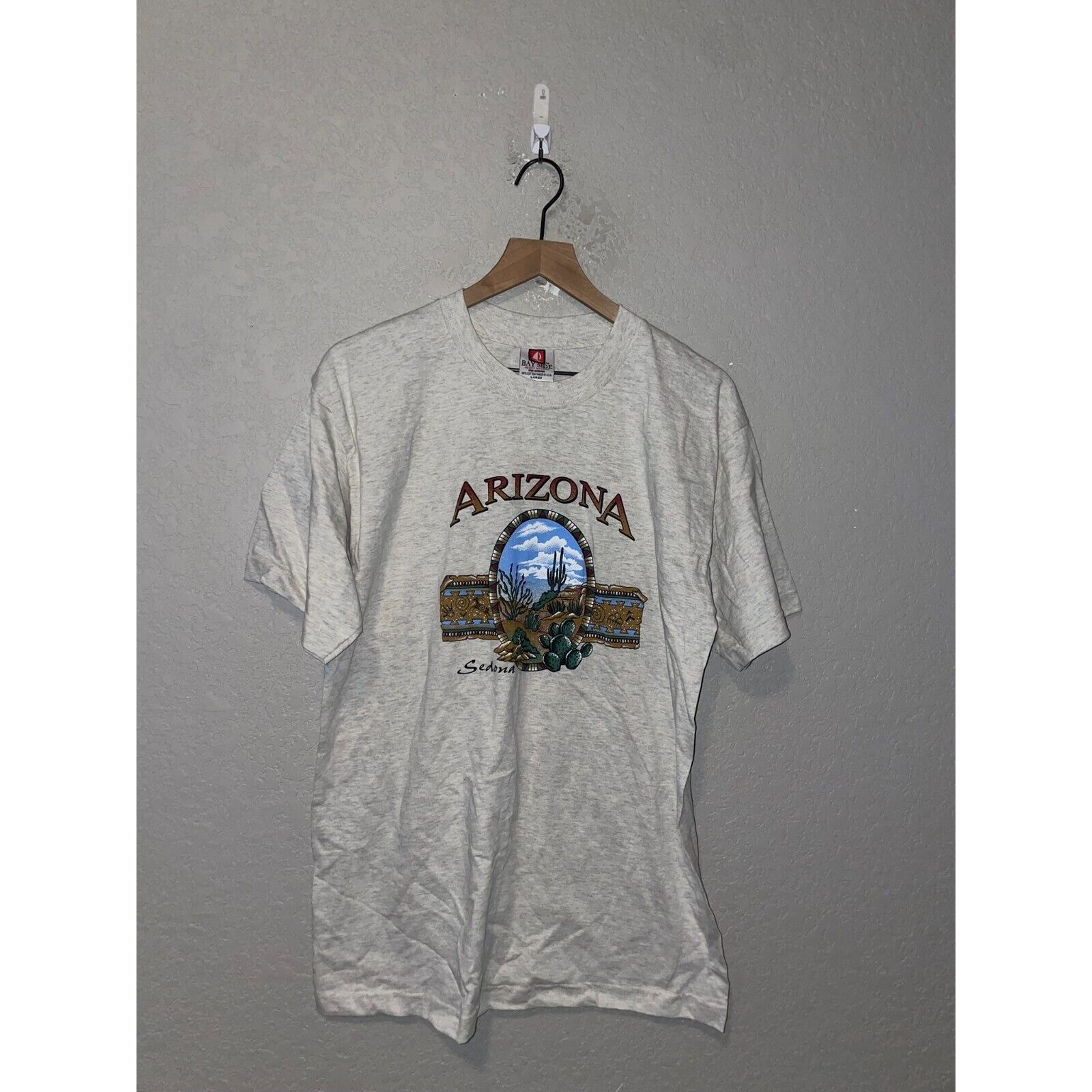 Vintage Sedona Shirt AZ ArizonaCactus Graphic Gray Tee VTG 90s L Large