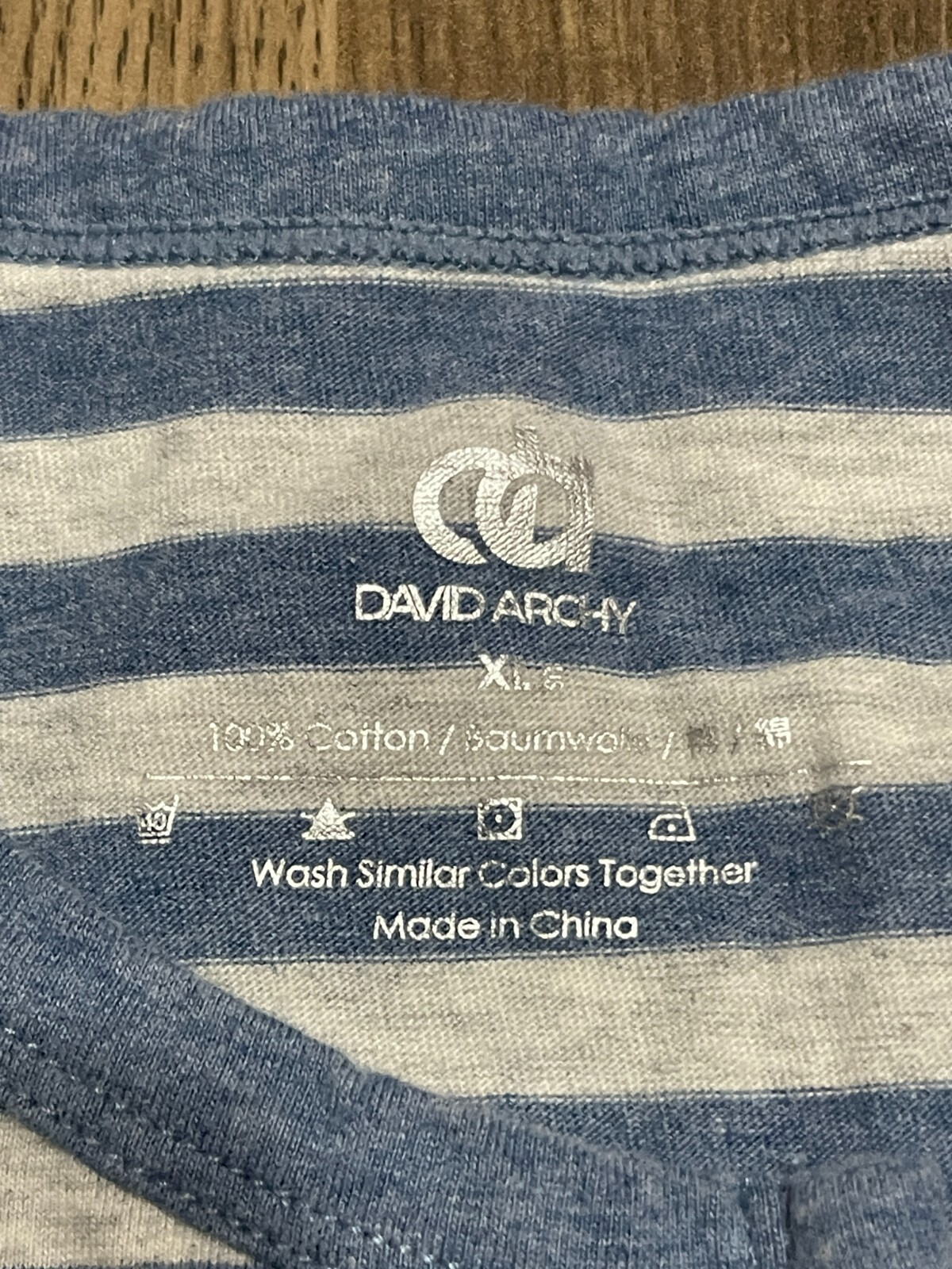 David Archy Shirt, Men's Size XL, Blue White, Striped, Long Sleeve, Henley gallery