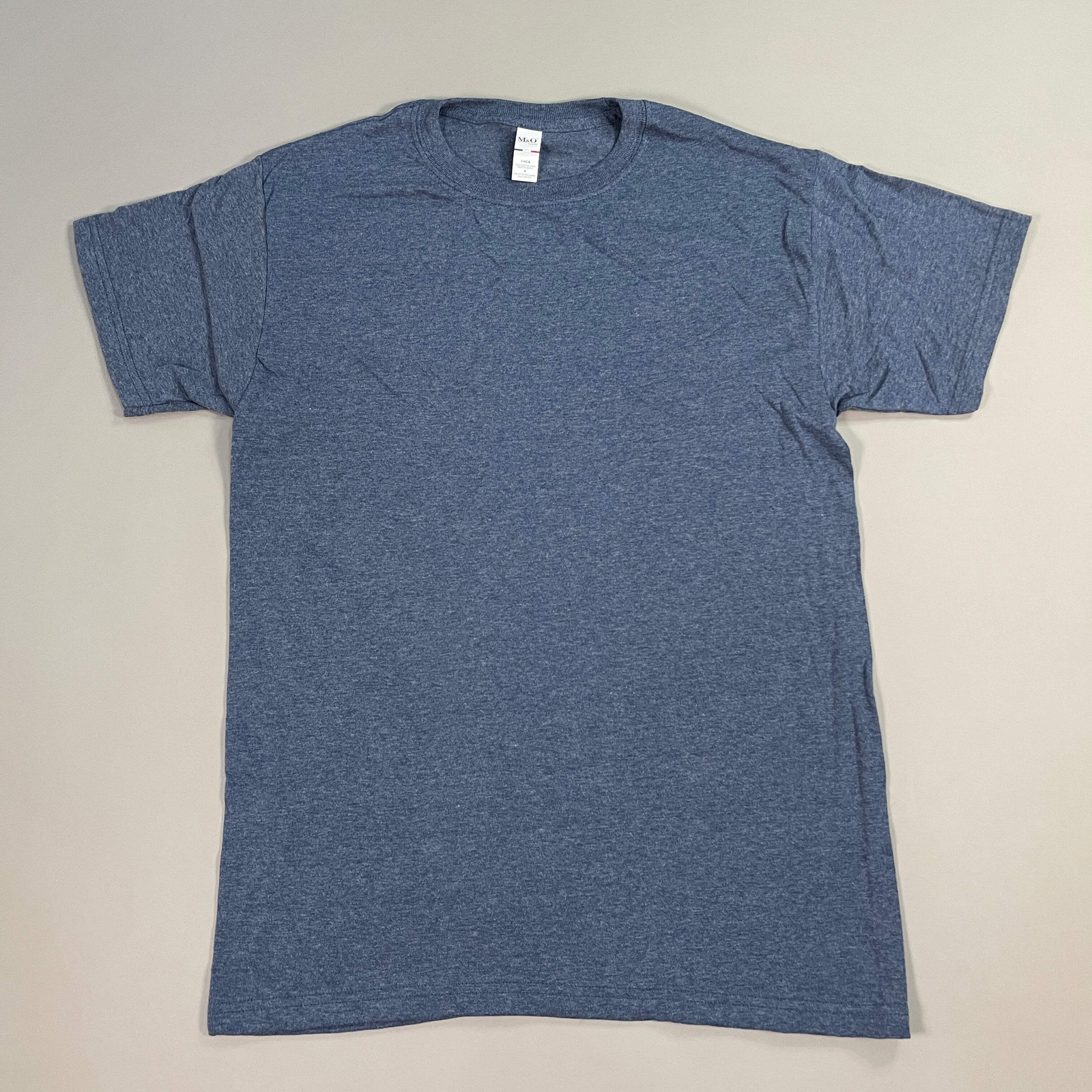 M&O Gold Soft Touch Blank T-Shirt 50/50 Cotton/Poly Sz S Navy Heather 4800 (New) gallery