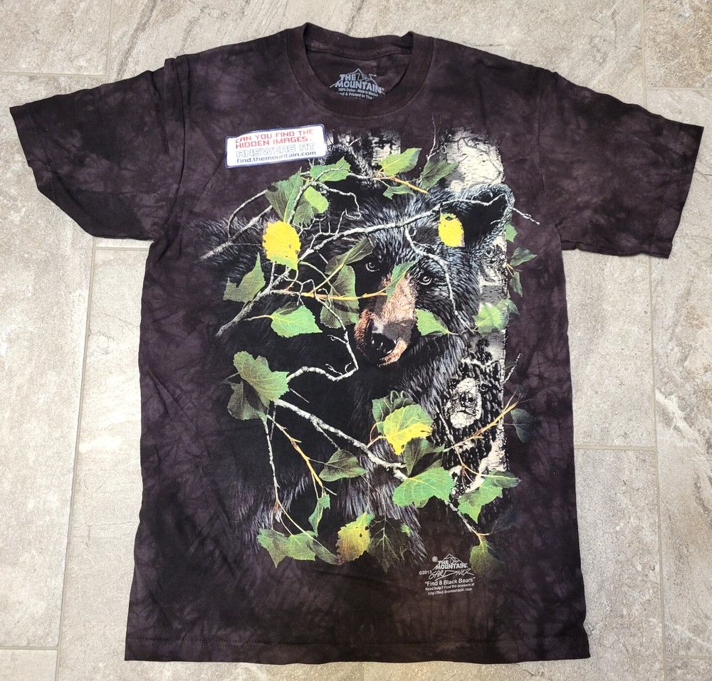 NEW Black Bear The Mountain Bears Rocky Grizzly Forest Cotton T-Shirt small