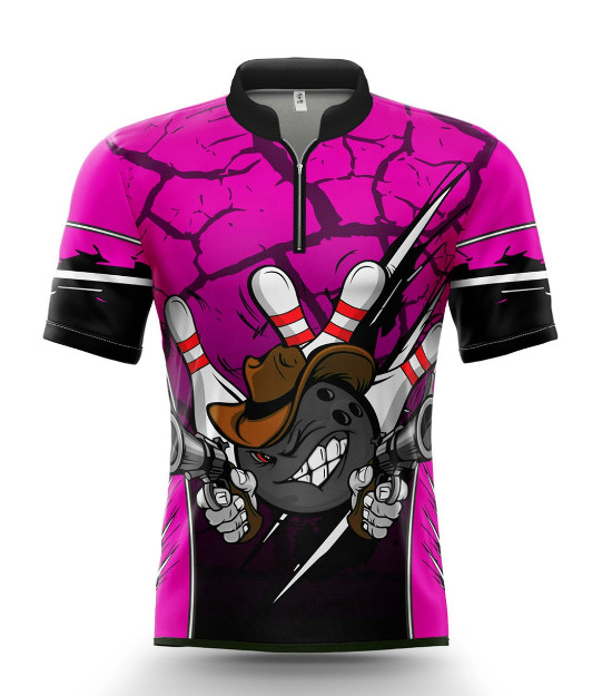 Bowling Gunslinger Pink Ki Guns Bowling Jersey New Gift S.4XL S-5XL