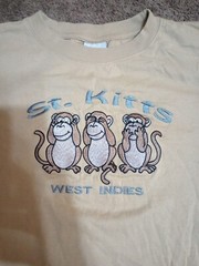 St. Kitts West Indies Embroidered T-Shirt Size Large Made in India