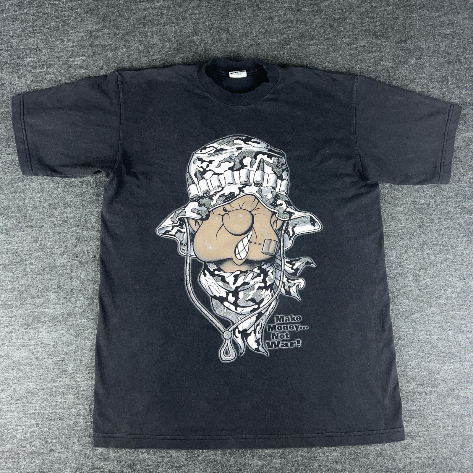 Vintage Popeye The Sailor Shirt Men’s Black XL Gangster Hip Hop Graphic Tee 00s