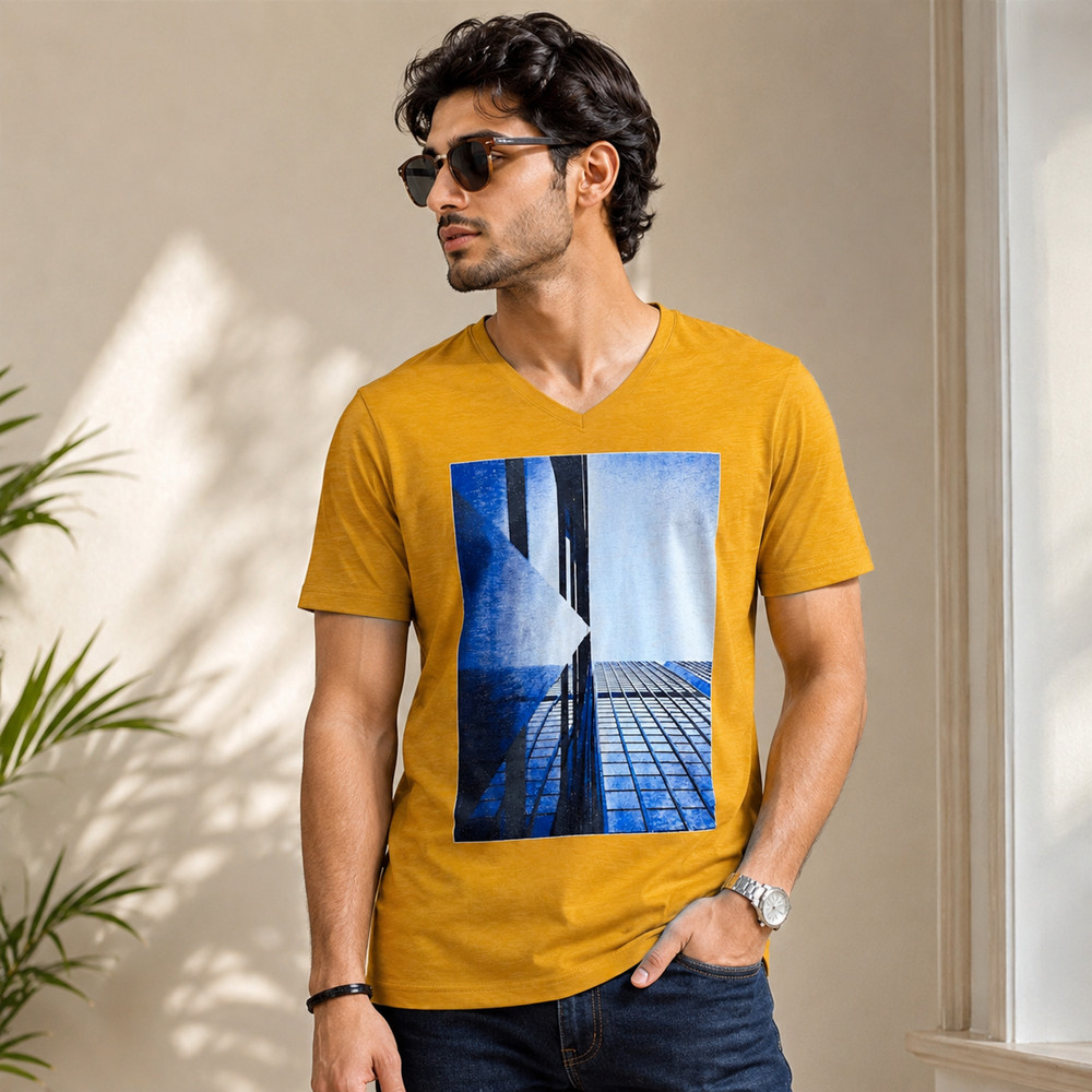 Stylish Graphic V-Neck T-Shirt – Modern Everyday Wear