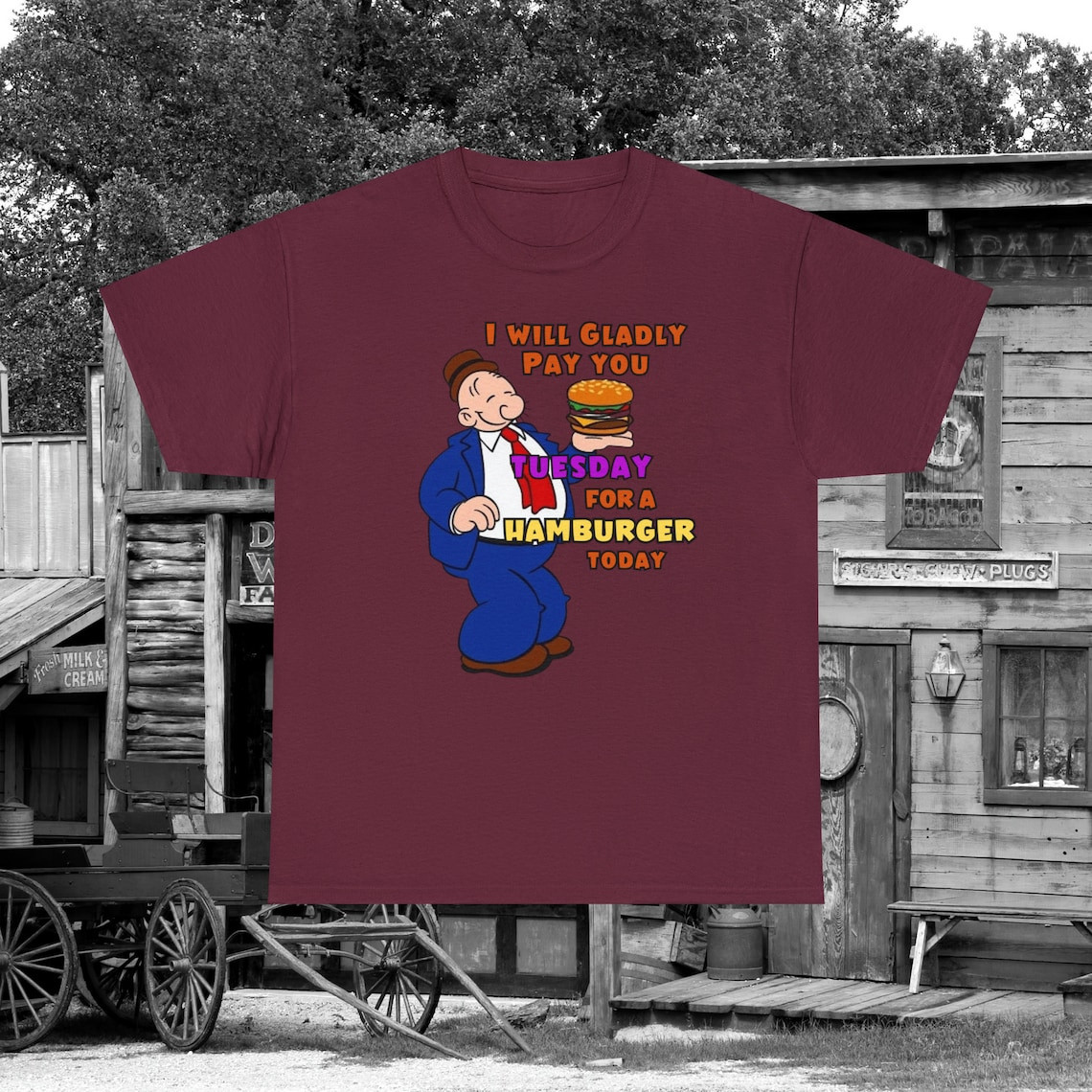 Wimpy Hamburger Quote T-Shirt Popeye Cartoon Graphic Tee Gildan 5000 Unisex gallery