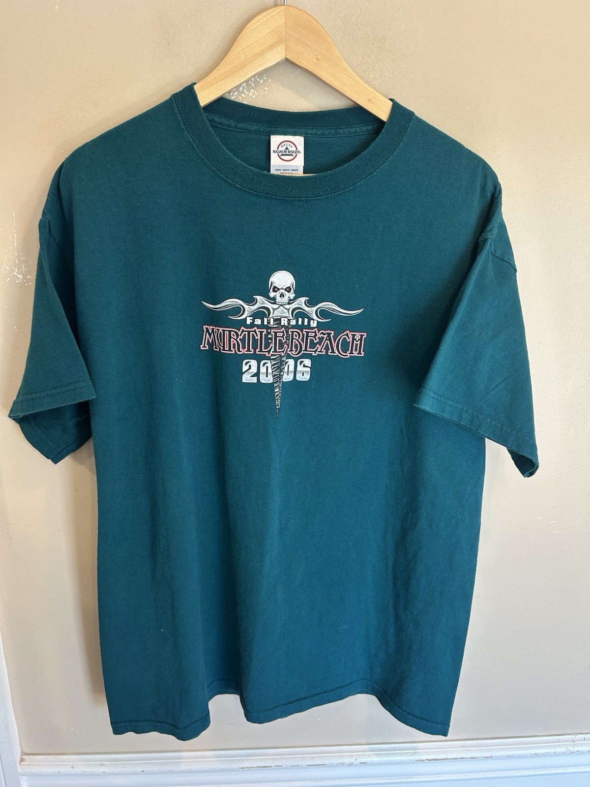 Myrtle Beach Bike Week Mens Vintage Graphic Tee Teal Delta Large gallery