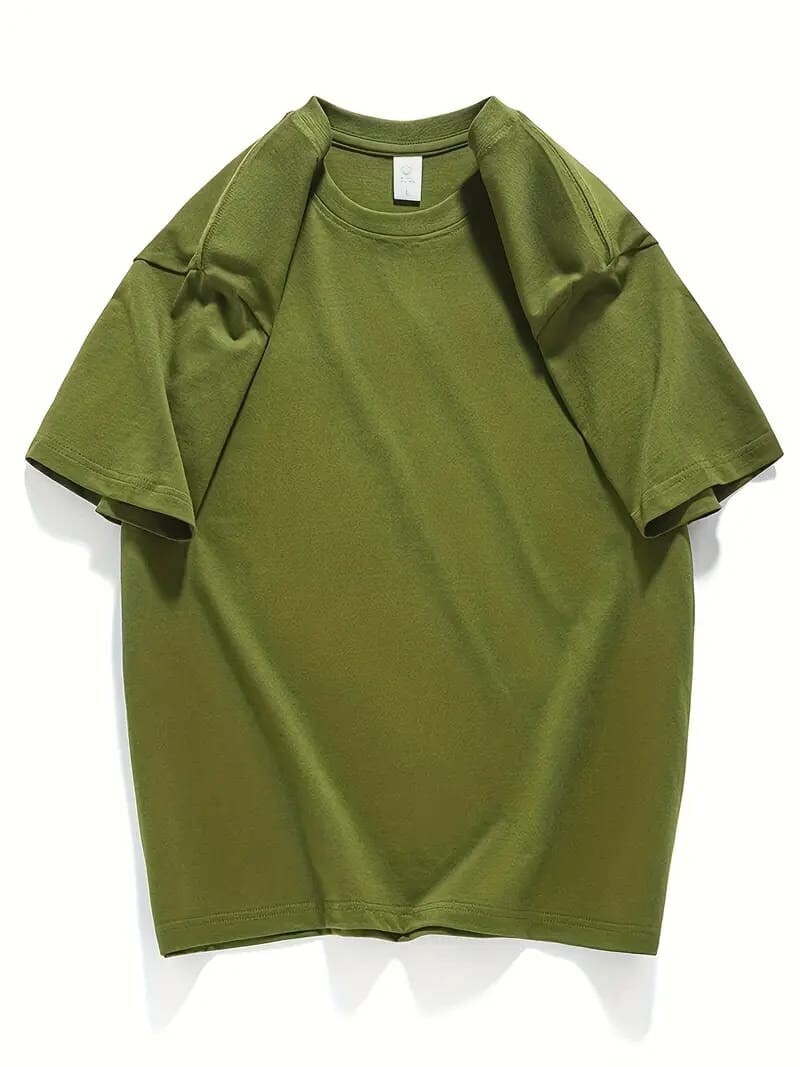 Men's Classic Solid Plain Cotton Round Hem Scallop Essentials Tshirt S-2XL gallery