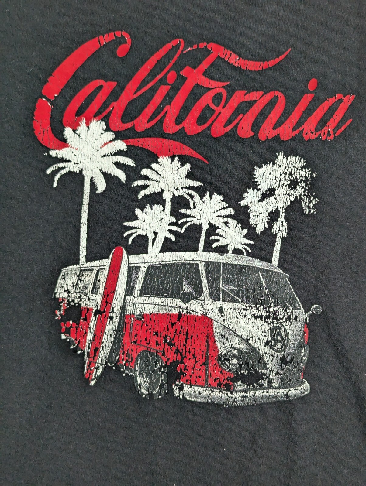 California T-Shirt Unisex Large Black Surfboard Palm Tree Volkswagen Van Beach gallery