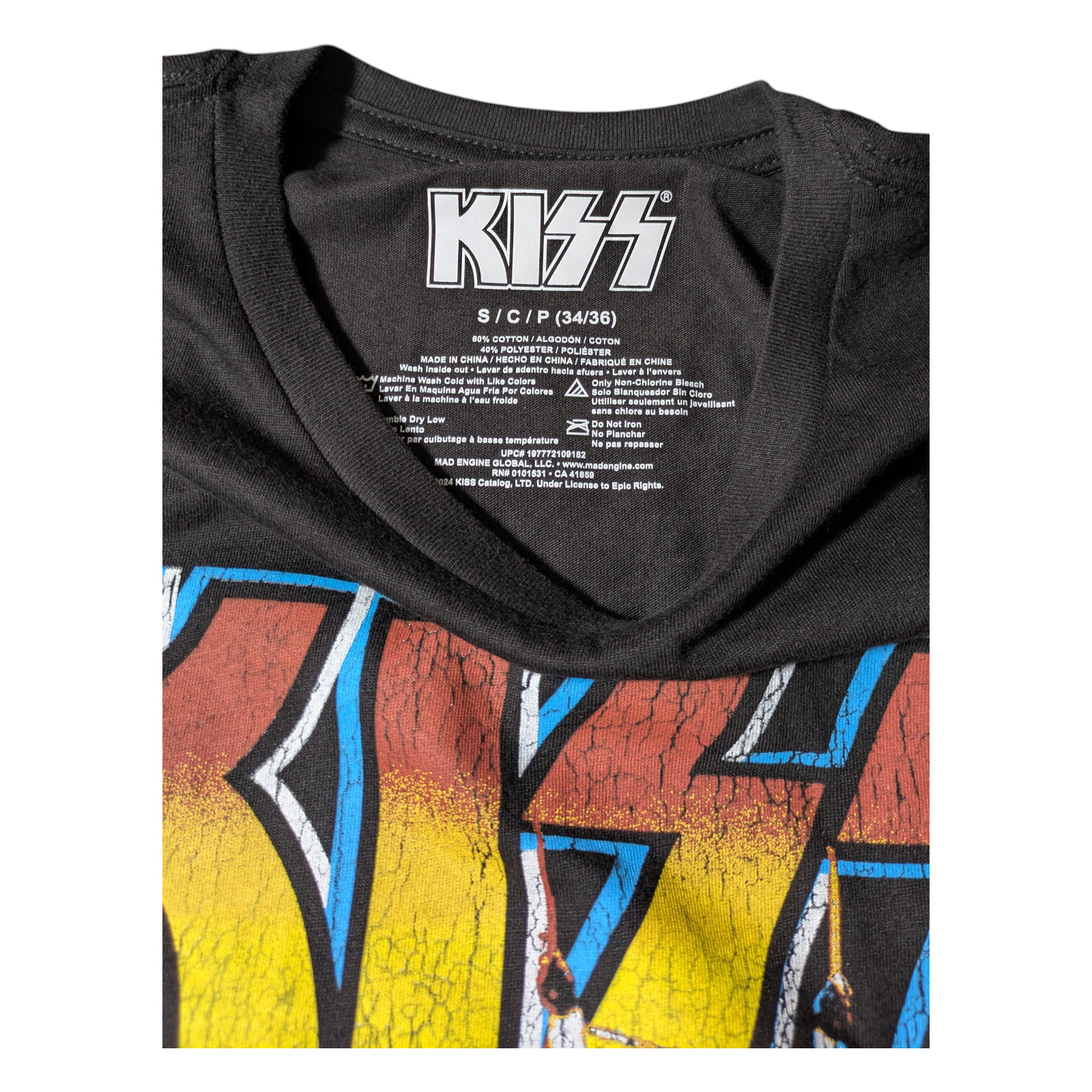 KISS-Music Band T-shirt - Size Small 34-36 - Black - Graphic - "Alive in 75" NWT gallery