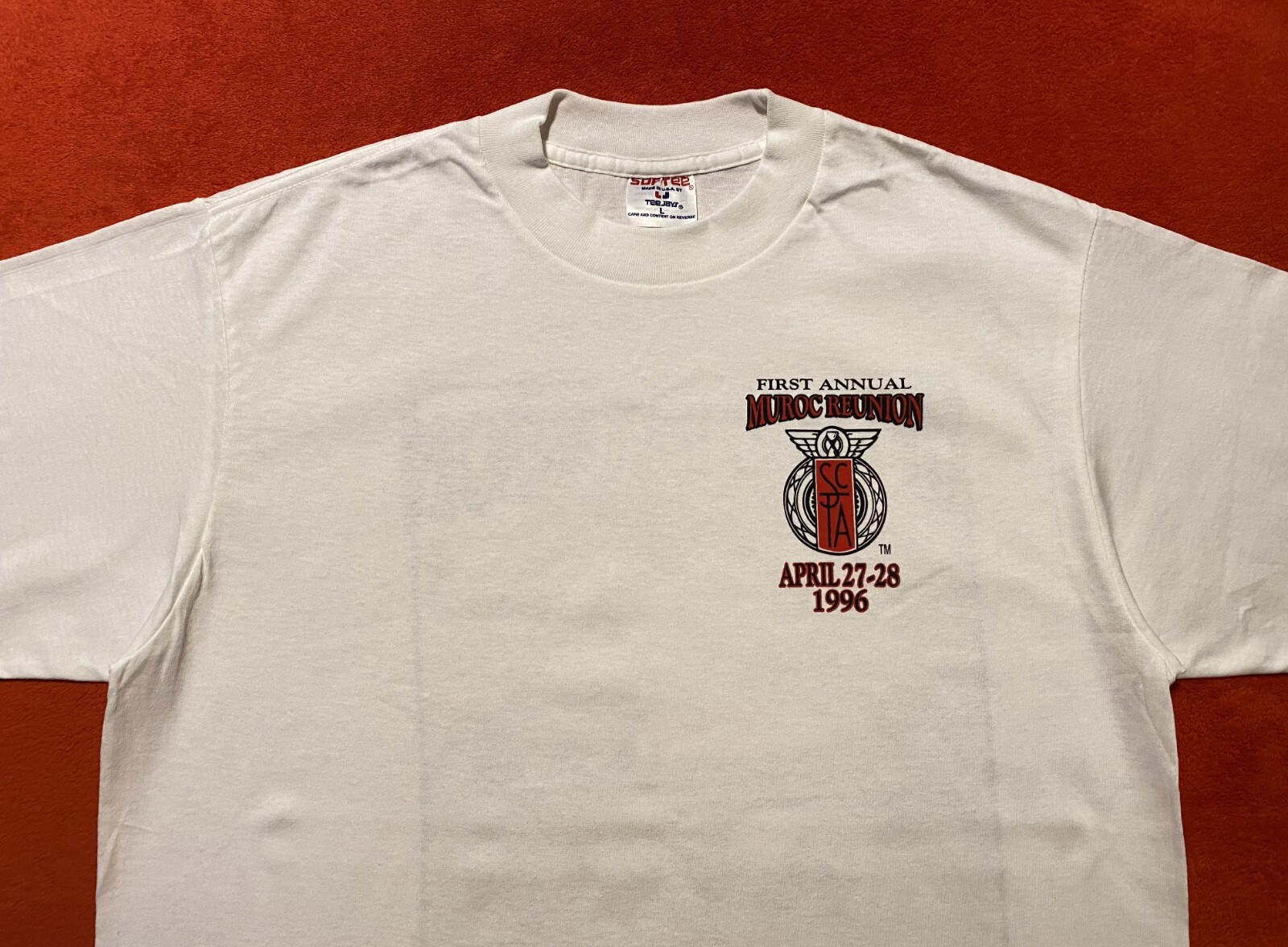 Vintage 1996 Teejays 1st Annual Muroc Reunion Men T-Shirt Single Stitch Sz L USA gallery