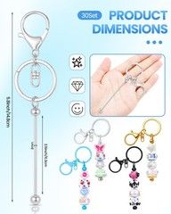 30pcs Beadable Keychains Keychain Bulk kit Cute Blank Bead Keychain Strip DIY…