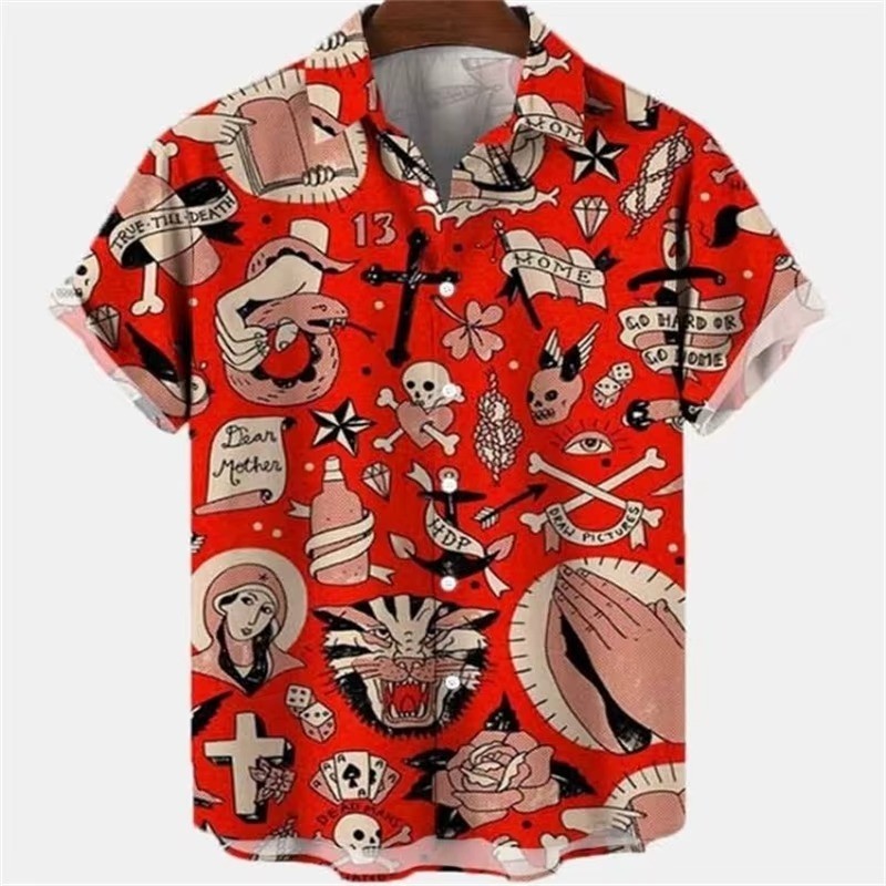 Mens Button Down Japanese Dragon Samurai Hawaiian Novelty Holiday Summer Shirt gallery