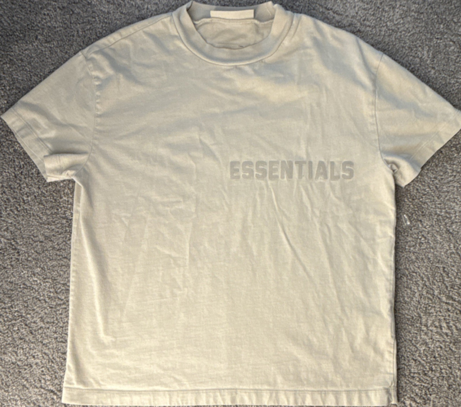 Essentials Fear of God ESSENTIALS Beige Logo Crew Neck Cotton Jersey Tee XXS