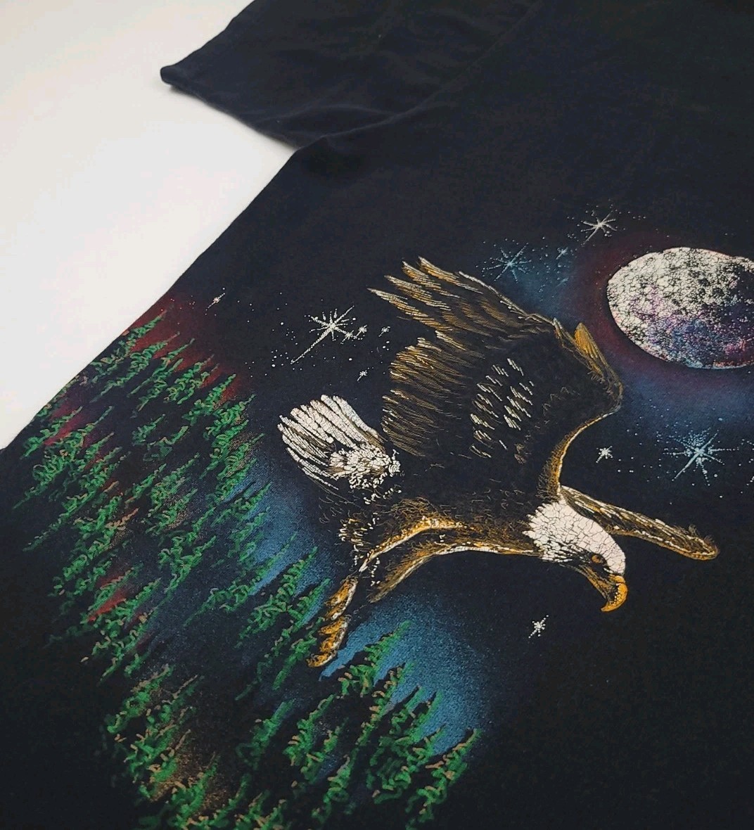 Vintage 90s Eagle Nature Scenic Art Wrap Around Print T Shirt Dallas USA Rare gallery