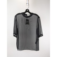 Saint Laurent Paris Blouse Manches Courtes Drape T-Shirt in Black BNWT 48
