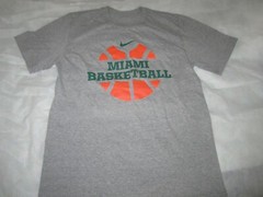 Nike Miami Basketball signed TShirt Men Size M Gray Fantastic 2 side graphic New