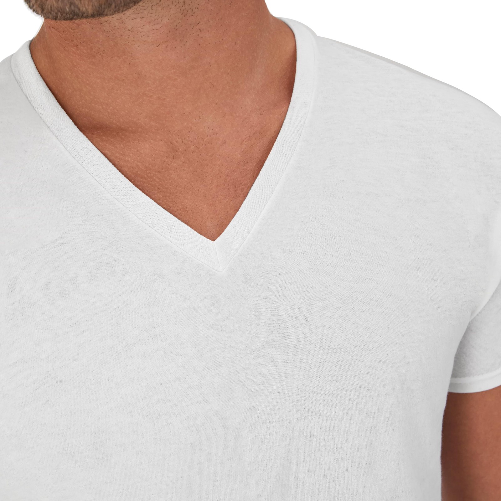 Hanes Mens Cotton, Moisture-wicking V-neck Tee Large, White - 6 Pack gallery