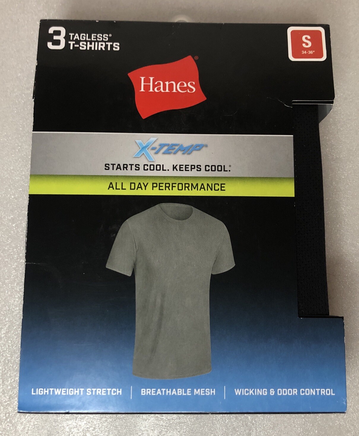 Hanes X-Temp Men’s All Day Performance T-Shirts 2 Black 1 Gray 3 Pack Small NEW