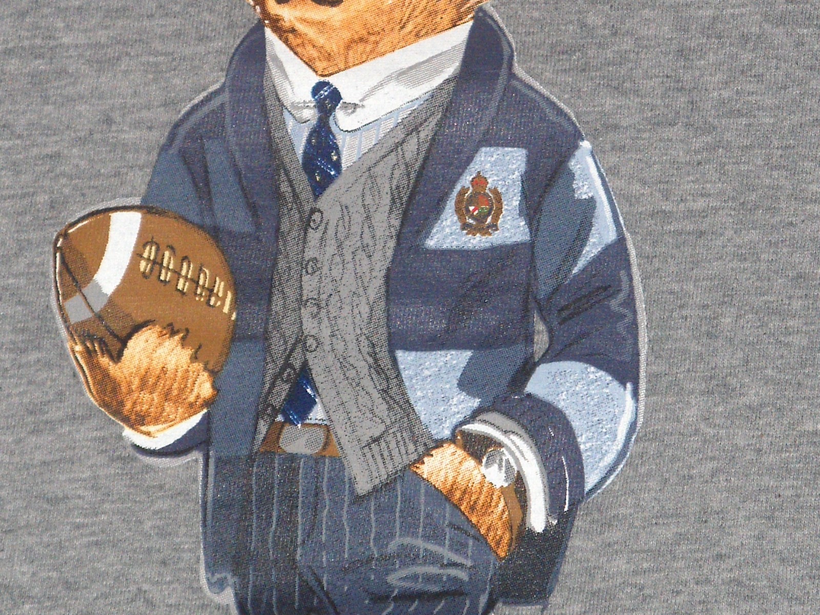 POLO RALPH LAUREN Mens BIG & TALL Football Bear Hoodie T-Shirt Tee, HEATHER GRAY gallery