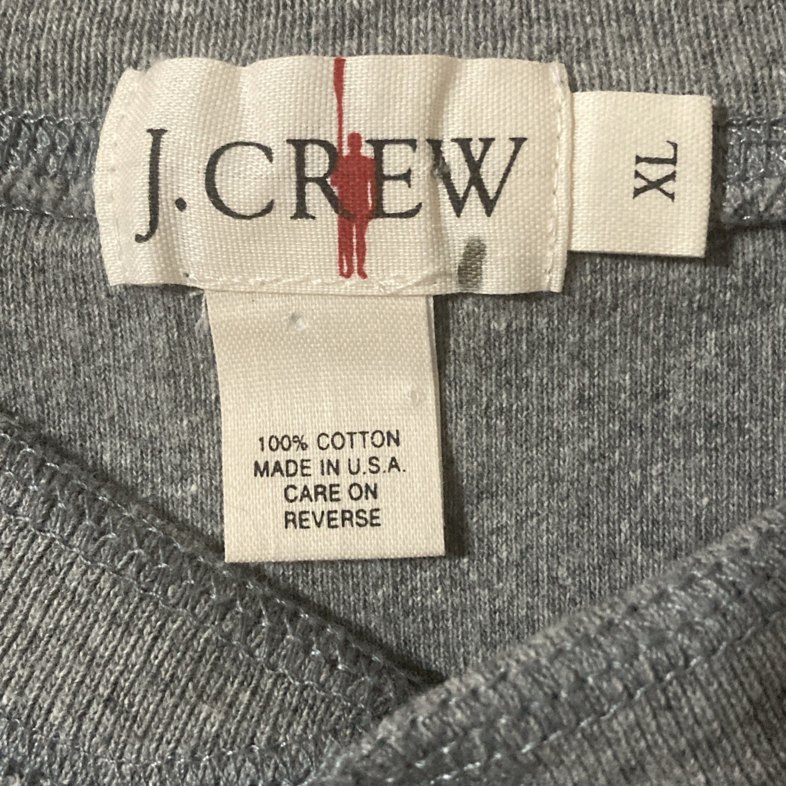 Vintage JCrew 100% Cotton Ribbed Knit Short Sleeve Henley Top Gray Mens Size XL gallery