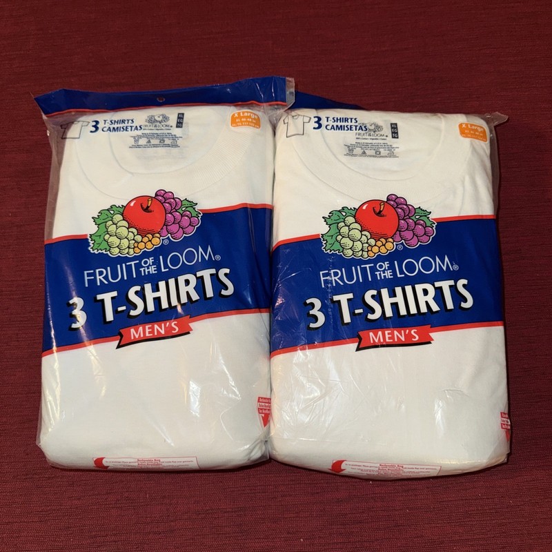 3 Pack Fruit of the Loom Men’s White T-Shirt – XL. Pack of 2. New with Tags.