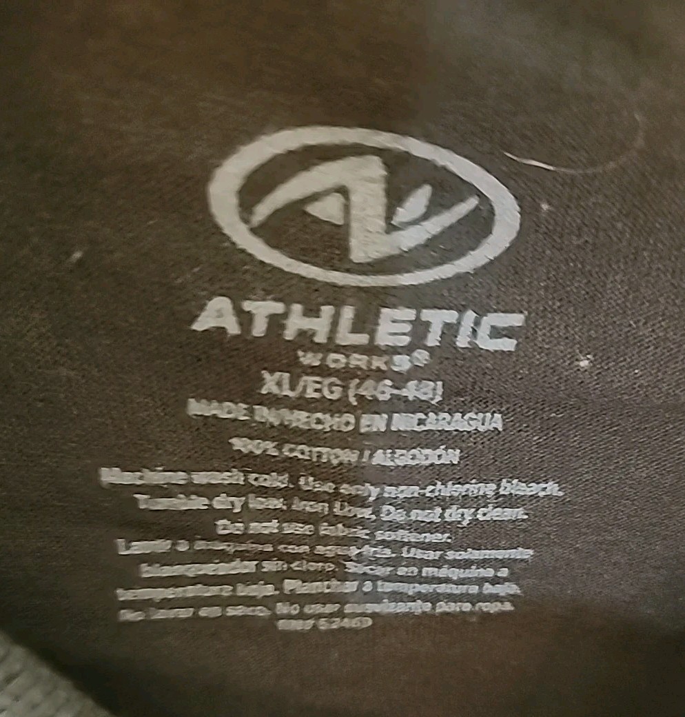 Athletic Works Men's Black Color Cotton Tee Extra Large size, pack of 6 gallery