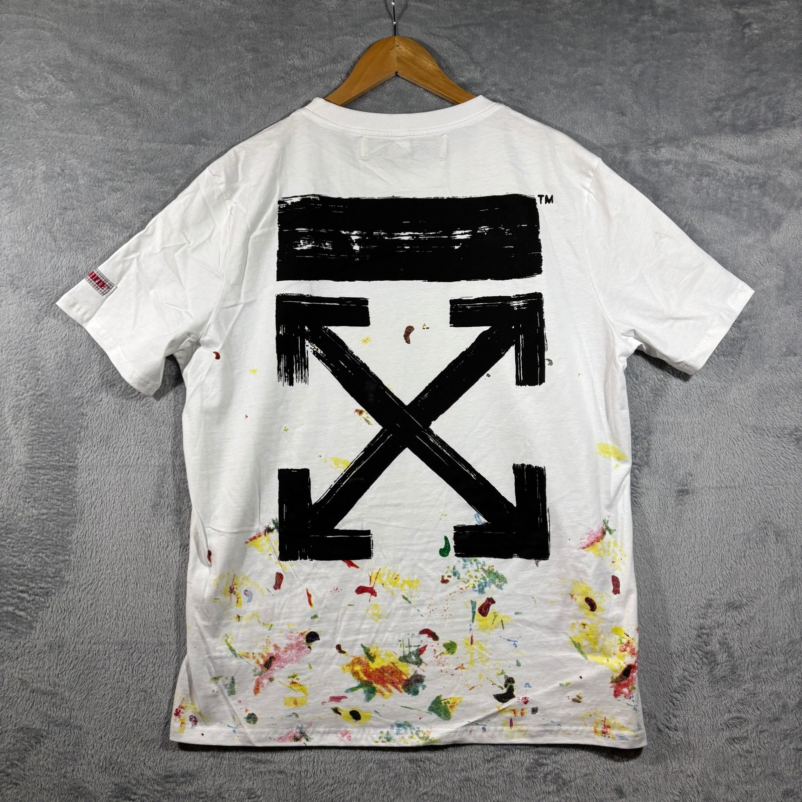 Off White Main Label Graphic T Shirt Adult XL White Paint Splatter Virgil Abloh gallery