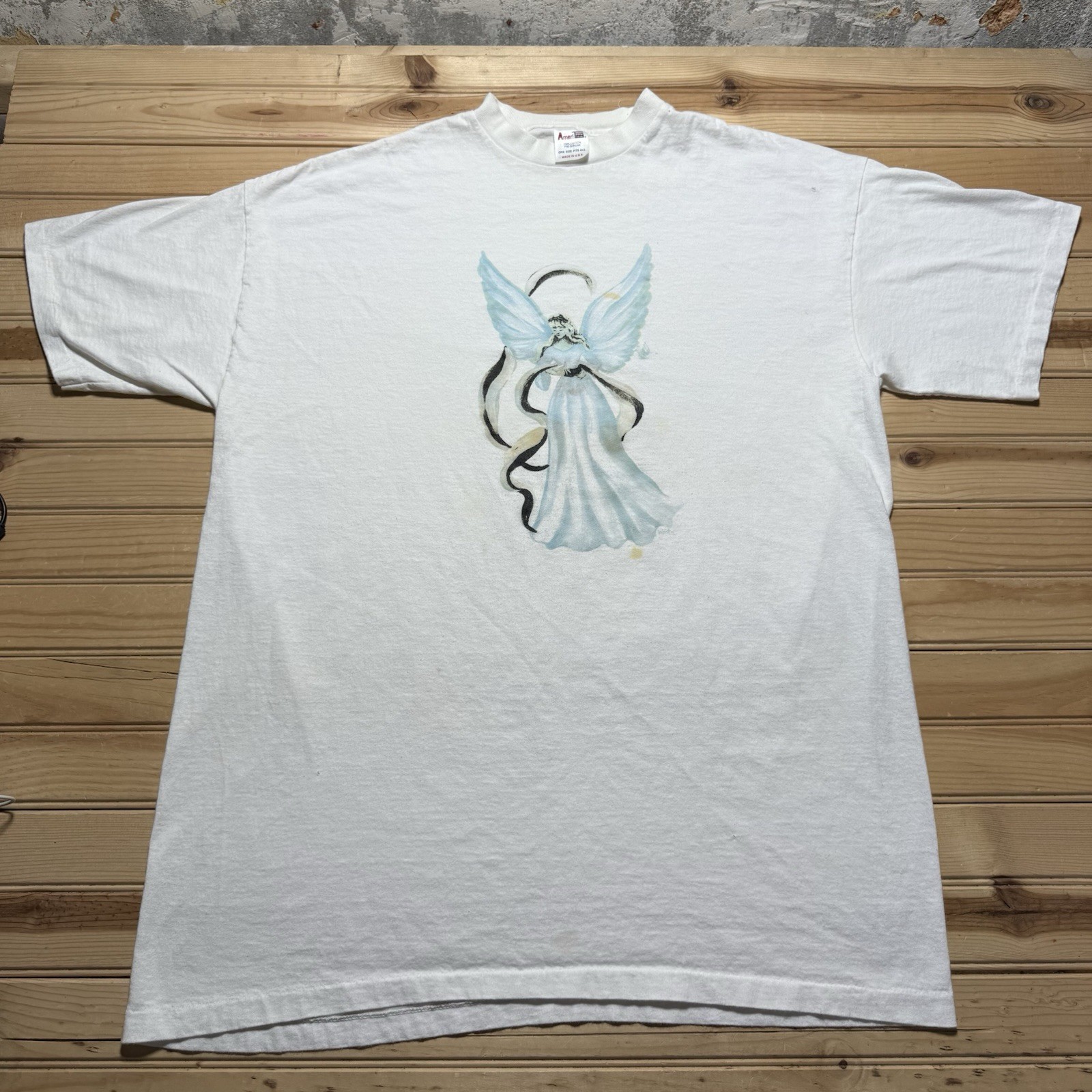 Vintage 90s Guardian Angel Heavenly Art Shirt Size OSFA / XL Single Stitch gallery