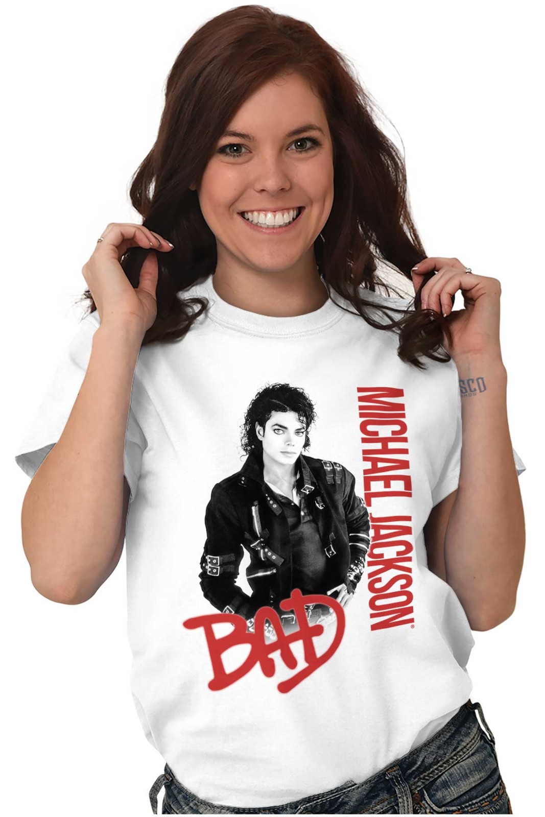 Michael Jackson Bad MJ Music Album Cover Womens or Mens Crewneck T Shirt Tee gallery