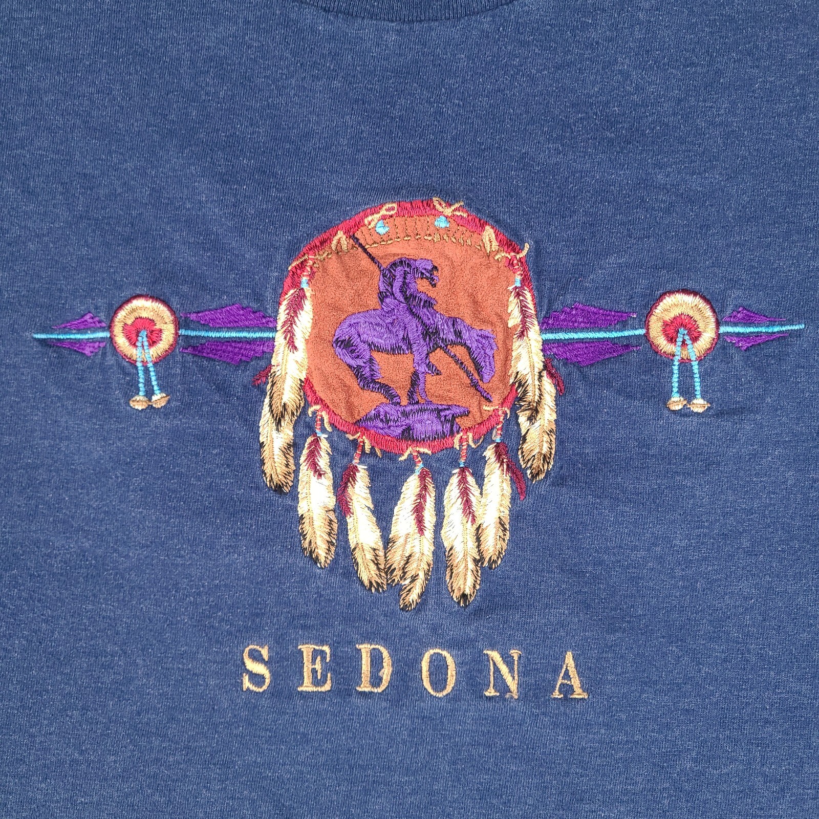 Vintage HL Miller Gold Shirt Mens XL Sedona Arizona Embroidered Single Stitch gallery