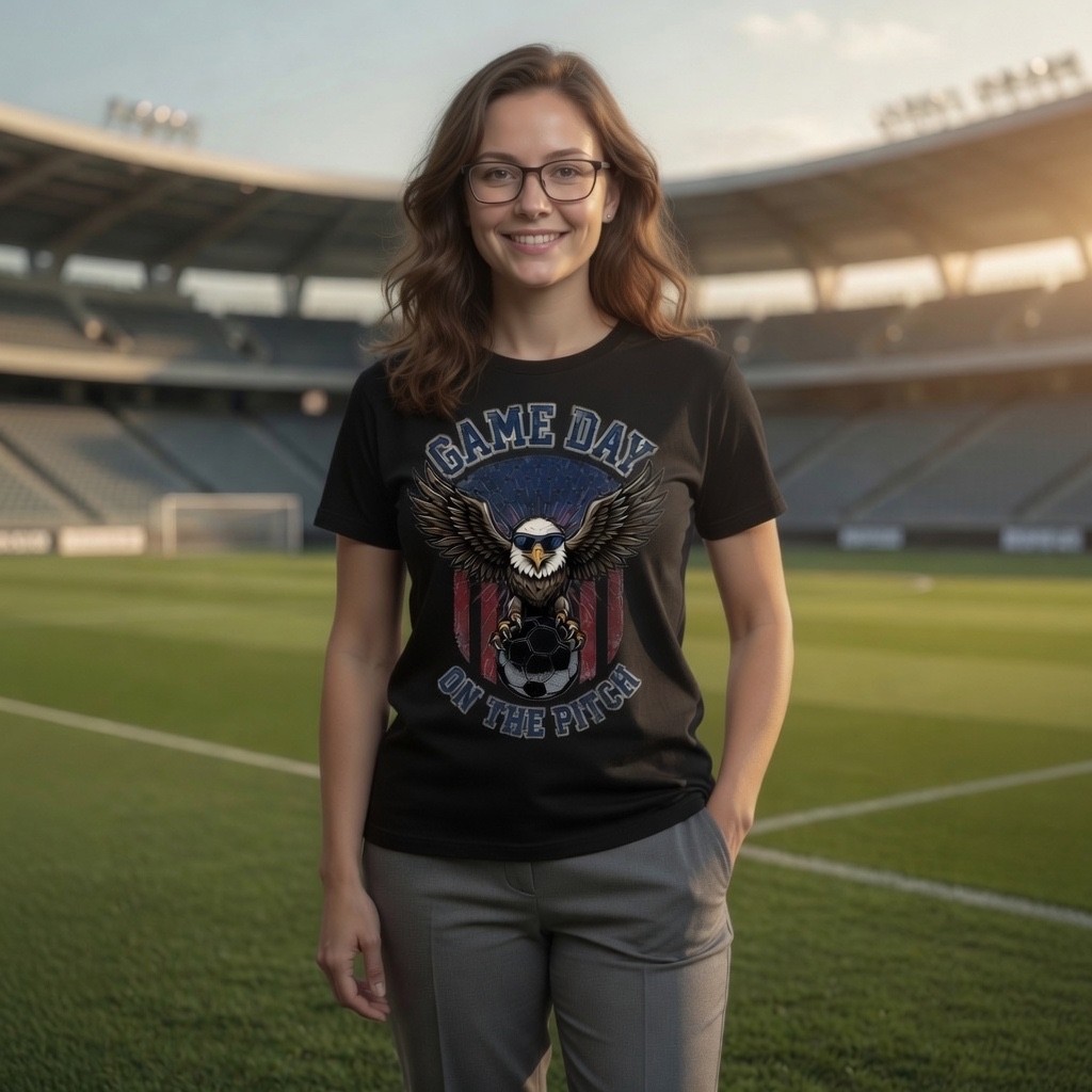 Game Day on the Pitch Women Soccer Shirt USA Eagle Patriotic Fan Tee Gift Her gallery