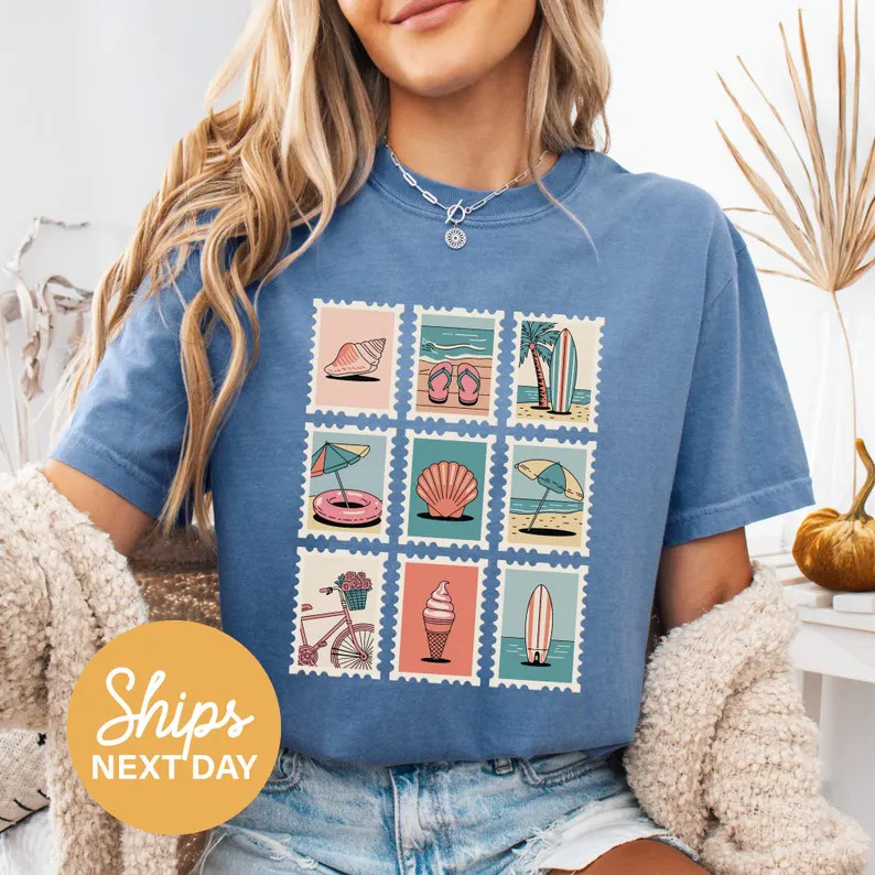 Vintage Beach Stamp Comfort Tee Summer Vacation Beach Lover gallery