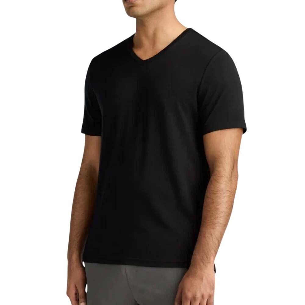 Unbound Merino Wool Men's Black V-Neck Short Sleeve T-Shirt Size L gallery