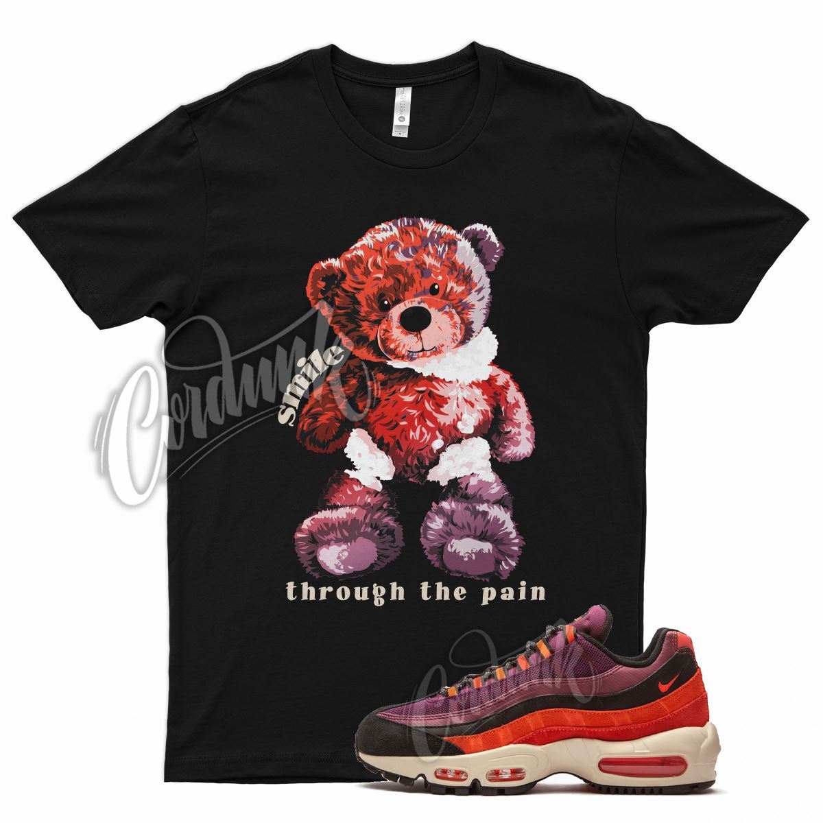 Black SMILE T Shirt for N Air Max 95 Utility Villian Red Hyper Crimson Purple