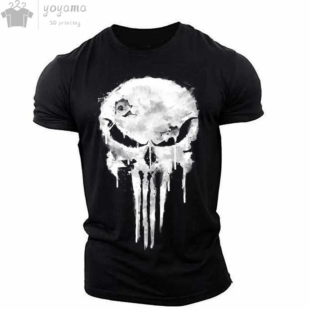 The Punisher T-Shirt Mens 3D Print Tee Military Patriotic Skull Streetwear Shirt gallery