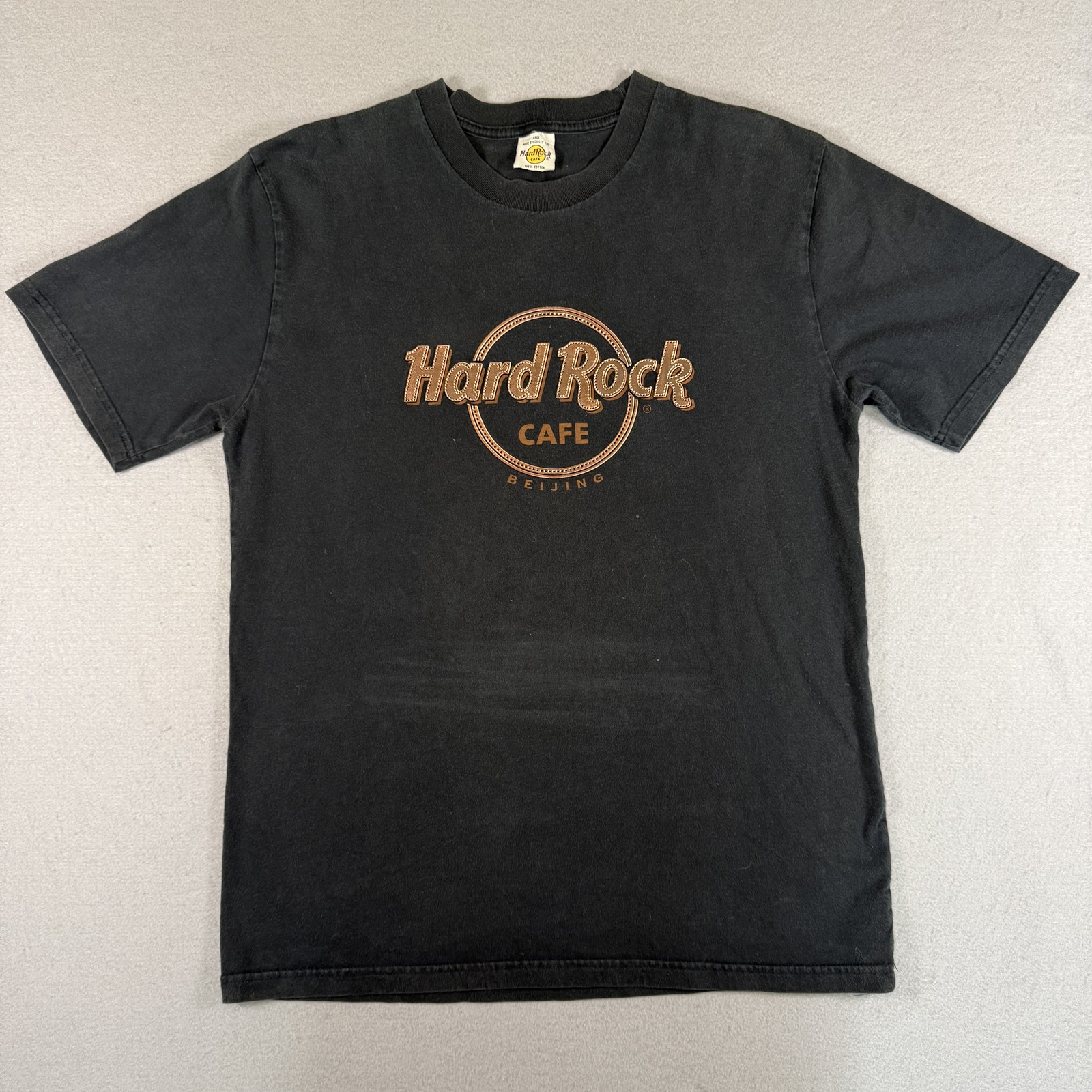 Hard Rock Cafe T-Shirt Men's L Black Y2K Raised Puff Print 100% Cotton gallery