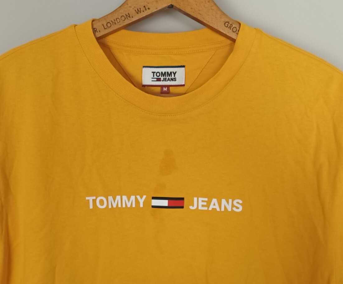VINTAGE RETRO 80s 90s YELLOW TOMMY JEANS BRIGHT BOLD FESTIVAL SPORTS T SHIRT TOP gallery