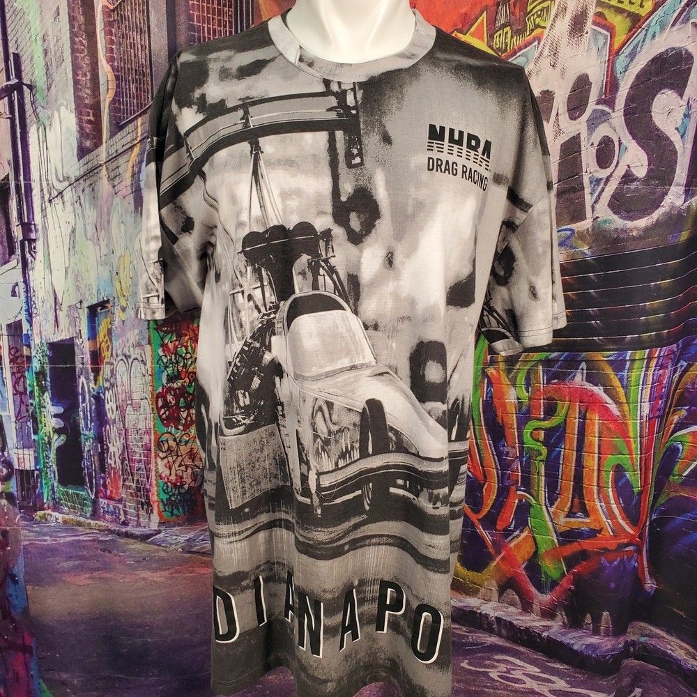 NHRA Drag Racing Indianapolis All Over Print Shirt Size 2XLarge NWOT (A48)